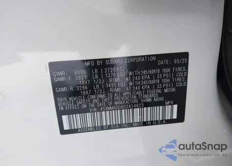 2025 Subaru Ascent Premium 7-Passenger from USA, damaged, VIN 4S4WMADD8S3424623